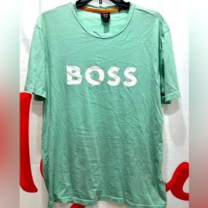 LIGHT GREEN HUGO BOSS COTTON-JERSEY T-SHIRT WITH RUBBER-PRINT LOGO